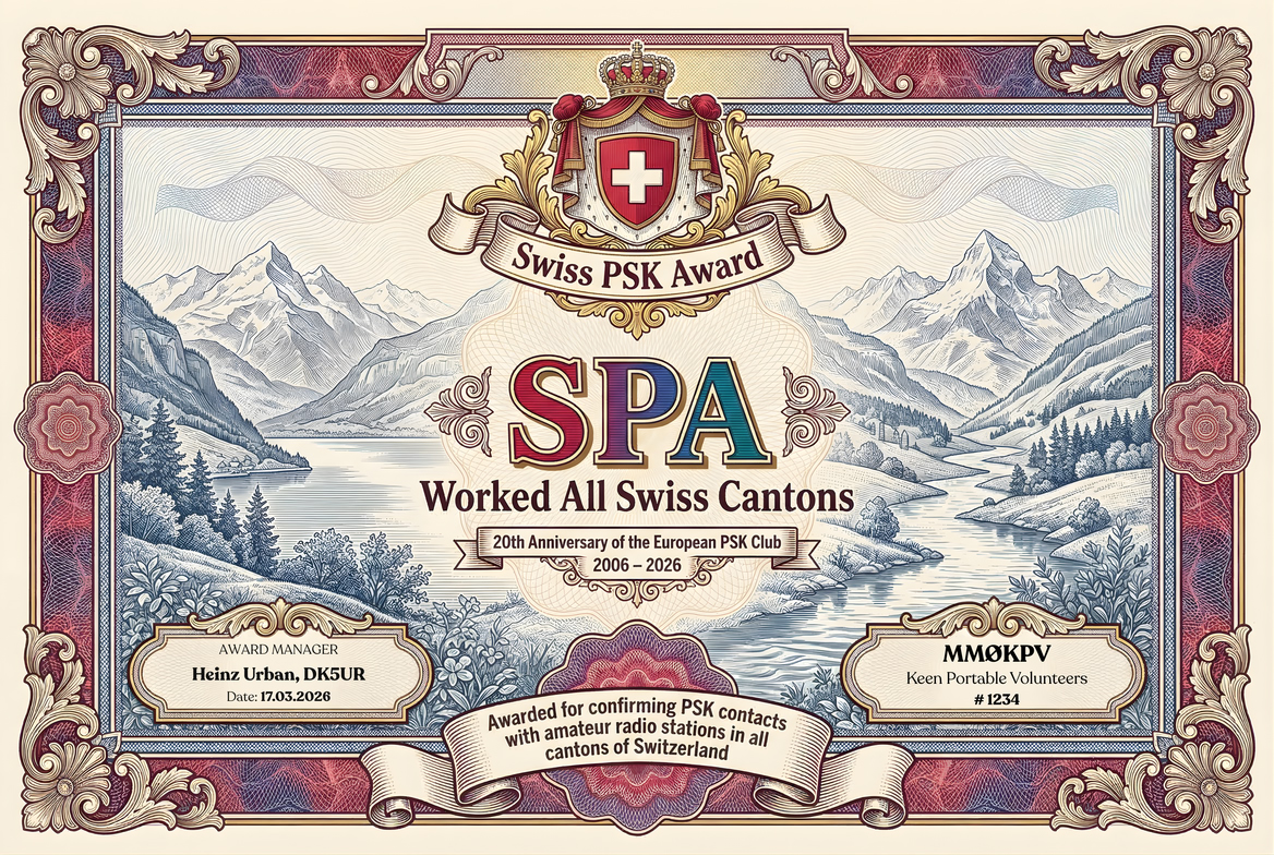 Swiss PSK Award certificate artwork